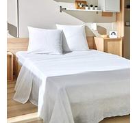 Drap Plat 2 Personnes 280x310 | Drap Plat Coton | Qualité Hôtelière | Doux & Respirant | Anti-Boulochage | Lavable à 90°C | Drap Blanc pour Lit Double