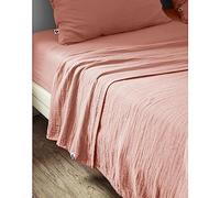 Drap Plat 240 x 300 cm Double Gaze de Coton Luxe Gaïa Rose pêche