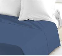 Drap Plat 240x300 cm - 100% Coton 57 Fils/cm² - Bleu Indigo - Doux, résistant, Facile d’Entretien - Certifié Oeko-TEX