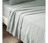 AltoBuy OUREA - Drap Plat 240x300cm Gaze de Coton Eucalyptus