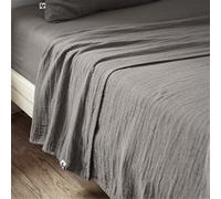 OUREA - Drap Plat 240x300cm Gaze de Coton Granit - Altobuy Gris