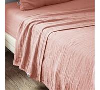Drap Plat 240x300cm Gaze de Coton Rose Pêche - OUREA - ALTOBUY Rose G