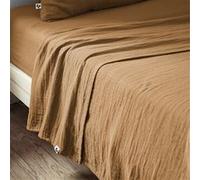 Drap Plat 270x300cm Gaze de Coton Camel - OUREA - ALTOBUY Marron G