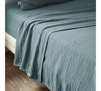 OUREA - Drap Plat 270x300cm Gaze de Coton Canard - Altobuy Bleu