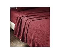 OUREA - Drap Plat 270x300cm Gaze de Coton Lie de Vin - Altobuy Rouge
