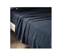 OUREA - Drap Plat 270x300cm Gaze de Coton Minuit - Altobuy Bleu G