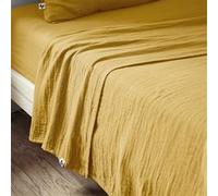 OUREA - Drap Plat 270x300cm Gaze de Coton Safran - Altobuy Jaune