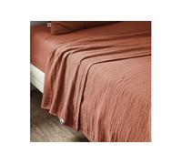 OUREA - Drap Plat 270x300cm Gaze de Coton Terracotta - Altobuy Terracotta