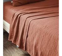 OUREA - Drap Plat 270x300cm Gaze de Coton Terracotta - Altobuy Terracotta