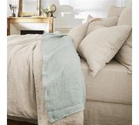 MARGAUX - Drap Plat 270x300cm Lin Lavé Coloris Eucalyptus -