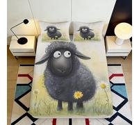 Drap Plat 3D Imprimé Mouton, Microfibre, Housse de Lit, Antidérapant