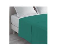 Douceur d'Intérieur, Drap Plat (240 x 300 cm) Biolina Emeraude, 100% Coton Bio