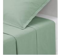 Drap Plat 1 Personne en Coton Vert céladon 180 x 290 cm - Atmosphera