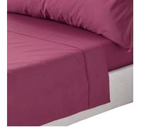 HOMESCAPES Drap Plat uni 100% Coton égyptien 200 Fils, Drap de lit Bordeaux 230 x 255 cm