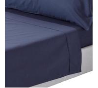 Drap plat - Coton Egyptien - 200 fils - Bleu Marine - 230 x 255 cm - Uni