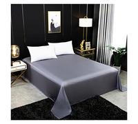 Drap Plat de Couleur Unie Drap de lit en Soie de mûrier Naturel King Queen Size Luxe Drap de lit Confortable Super Doux (Color : Grey, Size : 260x350cm)