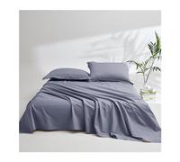 Drap plat de luxe 100 % coton - Doux et respirant - Couleur unie - pour lits jumeaux/simple/grand lit/king size - 1 pièce - Bleu - 245 x 250 cm - Literie de qualité supérieure