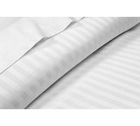 Drap plat de luxe 400 fils au pouce carré - 100 % coton égyptien doux et respirant à longues fibres ourlées - Literie élégante à rayures blanches pour un confort ultime.