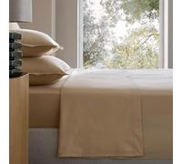 Drap Plat De Luxe uni 100% Percale de Coton Peigné - 80 Fils/cm² -Doux et Respirant Très Haute Qualité - Certifié Oeko-TEX (Taupe, 240 X 300 CM 2 Places)