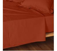 Douceur d'Intérieur Drap plat Lina 1 personne (180 x 290 cm) 100% coton Terracotta