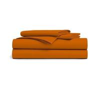 Drap Plat - DUBLANC - 240x300cm - Orange - 100% Coton - Résistant à l'utilisation intensive