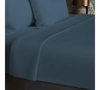 Drap Plat En Coton 57 Fils 180x290 Cm Uni Bleu Canard, Par Soleil D'ocre