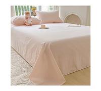 Drap plat en coton délavé - Drap de dessus doux et confortable pour matelas simple/twin double/queen king (couleur : rose, taille : 160 x 230 cm + 48 x 74 cm x 2)