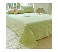 Drap plat en coton délavé - Drap de dessus doux et confortable pour matelas simple/twin double/queen king (couleur : vert, taille : 160 x 230 cm + 48 x 74 cm x 2)