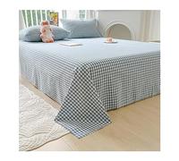 Drap plat en coton lavé, drap de dessus doux et confortable pour matelas simple/jumeau, double/queen king (couleur : bleu B, taille : 230 x 245 cm)