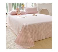 Drap plat en coton lavé, drap de dessus doux et confortable pour matelas simple/jumeau, double/queen king (couleur : rose B, taille : 230 x 245 cm)