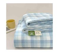 Drap Plat en en Polaire 120x230cm 160x230cm 200x230cm 240x250cm 240x270cm Hiver Toucher Cachemire Flanelle Drap de lit Microfibre Super Chaud(Blue Plaid,240x250cm+48x74cm x2)