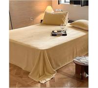 Drap Plat en Flanelle Uniquement Twin Queen King Drap De Lit 1 Pièce Doux Et Lourd Drap De Lit Respirant Et Confortable, Yellow, 160x230cm