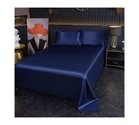 Drap Plat en Satin 120x230cm 180x230cm 230x250cm for 2 Personnes Drap Plane en Microfibre Doux Draps de lit Respirant (Color : Dark Blue, Size : 180x230cm+48x74cm x2)