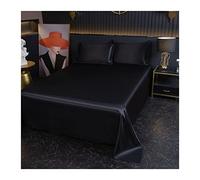 Drap Plat en Satin 120x230cm 180x230cm 230x250cm for 2 Personnes Drap Plane en Microfibre Doux Draps de lit Respirant (Color : Noble Black, Size : 230x250cm+48x74cm x2)