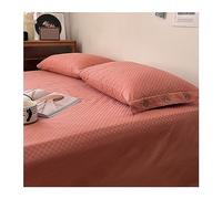Drap plat en satin 300 fils au pouce carré en coton à fibres longues de luxe et ultra doux Drap plat Draps plats simple/twin double/queen king size (couleur : orange, taille : 245 x 265 cm + 48 x 74
