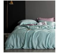 Drap Plat en Soie de Mûrier, Draps Plats de Double Face Parure de Lit Soie Lisse Soyeux Brillant Sets de 2 Personnes Doux Literie 02,48 * 74cm x2