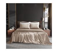 Drap plat en soie délavée extra doux - Lit simple/queen / king size - Doux et soyeux au toucher - Kaki - 170 x 230 cm + 2 taies d'oreiller (48 x 74 cm)