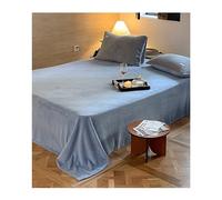 Drap Plat Flanelle 1/2 Personnes pour Lit 90 180 200 Hiver Toucher Cachemire Flanelle Drap de lit Microfibre Super Chaud (Color : Blue, Size : 160x230cm)