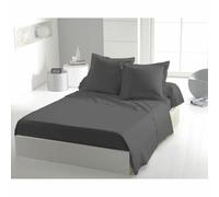 Drap Plat Gris foncér 180x290 cm - Microfibre 82 g/m² Douce et Légère - Entretien Facile, Repassage Superflu - Lit 1 Personne - Home linge passion