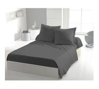 Drap Plat Gris foncér 180x290 cm - Microfibre 82 g/m² Douce et Légère - Entretien Facile, Repassage Superflu - Lit 1 Personne - Home linge passion