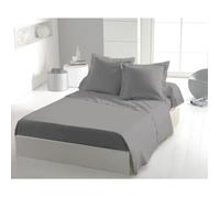 Drap Plat Gris Clair 180x290 cm - Microfibre 82 g/m² Douce et Légère - Entretien Facile, Repassage Superflu - Lit 1 Personne - Home linge passion