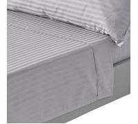 Drap plat - HOMESCAPES - 240 x 275 cm - Satiné - Rayé - Coton égyptien 330 fils