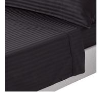 Drap plat - Homescapes - Satin de coton égyptien - 330 fils - Noir - 230 x 255 cm