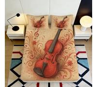 Drap Plat Imprimé 3D Violon, Microfibre, Couvre-lit, Antidérapant, Décor