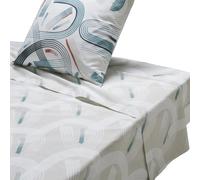 Drap Plat imprimé en Coton, Made in France, Gabin, 240 x 300 cm, Origin, Blanc