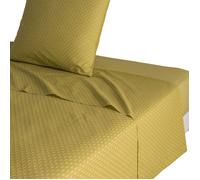 Drap plat imprimé en viscose de bambou, CAMILLE - Origin - 240 x 300 cm - Jaune curry