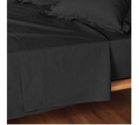 Douceur d'Intérieur Drap plat Lina 180 x 290 cm 100% coton Noir