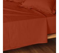Douceur d'Intérieur Drap plat Lina 1 personne (180 x 290 cm) 100% coton Terracotta