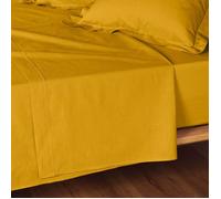 Douceur d'Intérieur Drap plat Lina 240 x 300 cm 100% coton Curry
