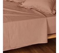 Douceur d'Intérieur, Drap Plat 2 Personnes (240 x 300 cm) Lina Blush, 100% Coton